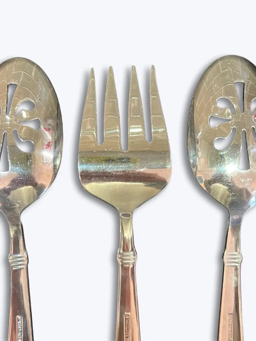 Wallace Napoli-Frost 18/10 Stainless 3 Pc Serving Set 2 Pierced Spoons 1 Fork